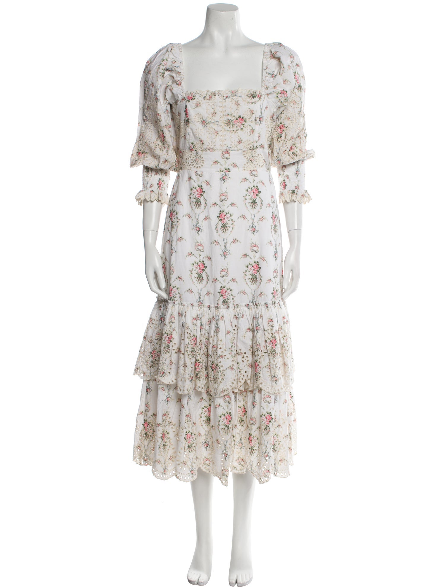 LoveShackFancy Floral Print Long Dress