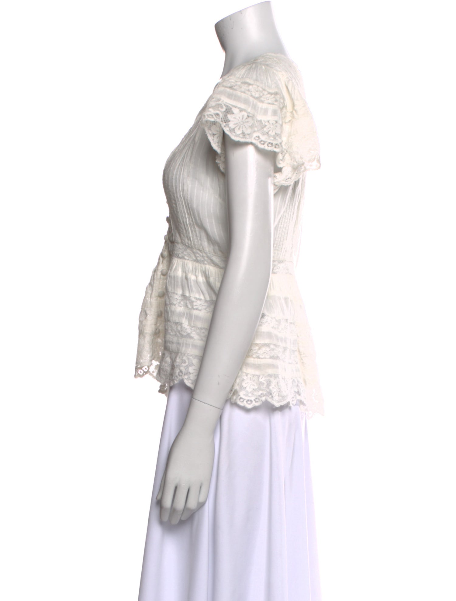 LoveShackFancy Striped V-Neck Blouse w/ Tags