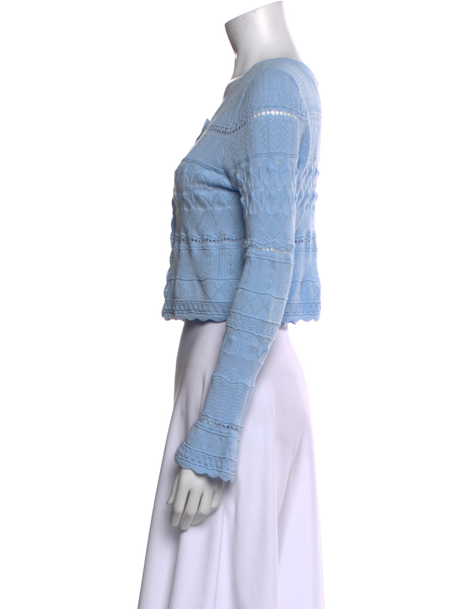 LoveShackFancy Crew Neck Long Sleeve Crop Top