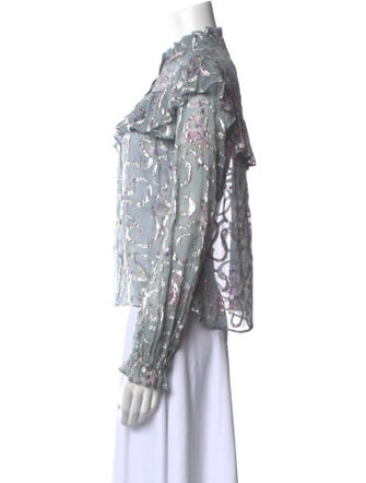 LoveShackFancy Silk Floral Print Blouse