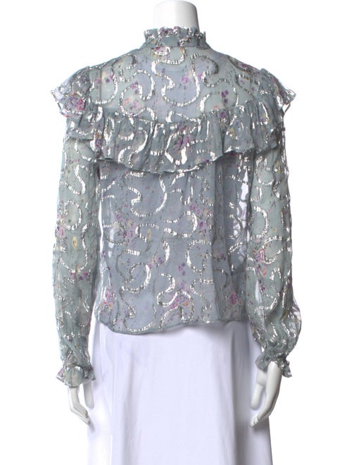 LoveShackFancy Silk Floral Print Blouse