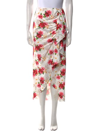 LoveShackFancy Floral Print Midi Length Skirt