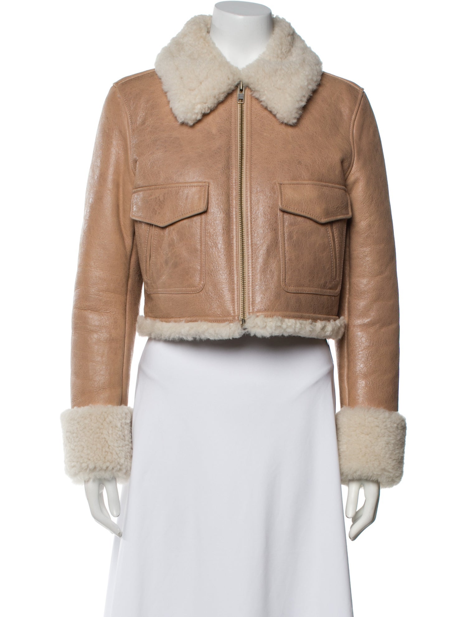 LoveShackFancy Shearling Colorblock Pattern Fur Jacket