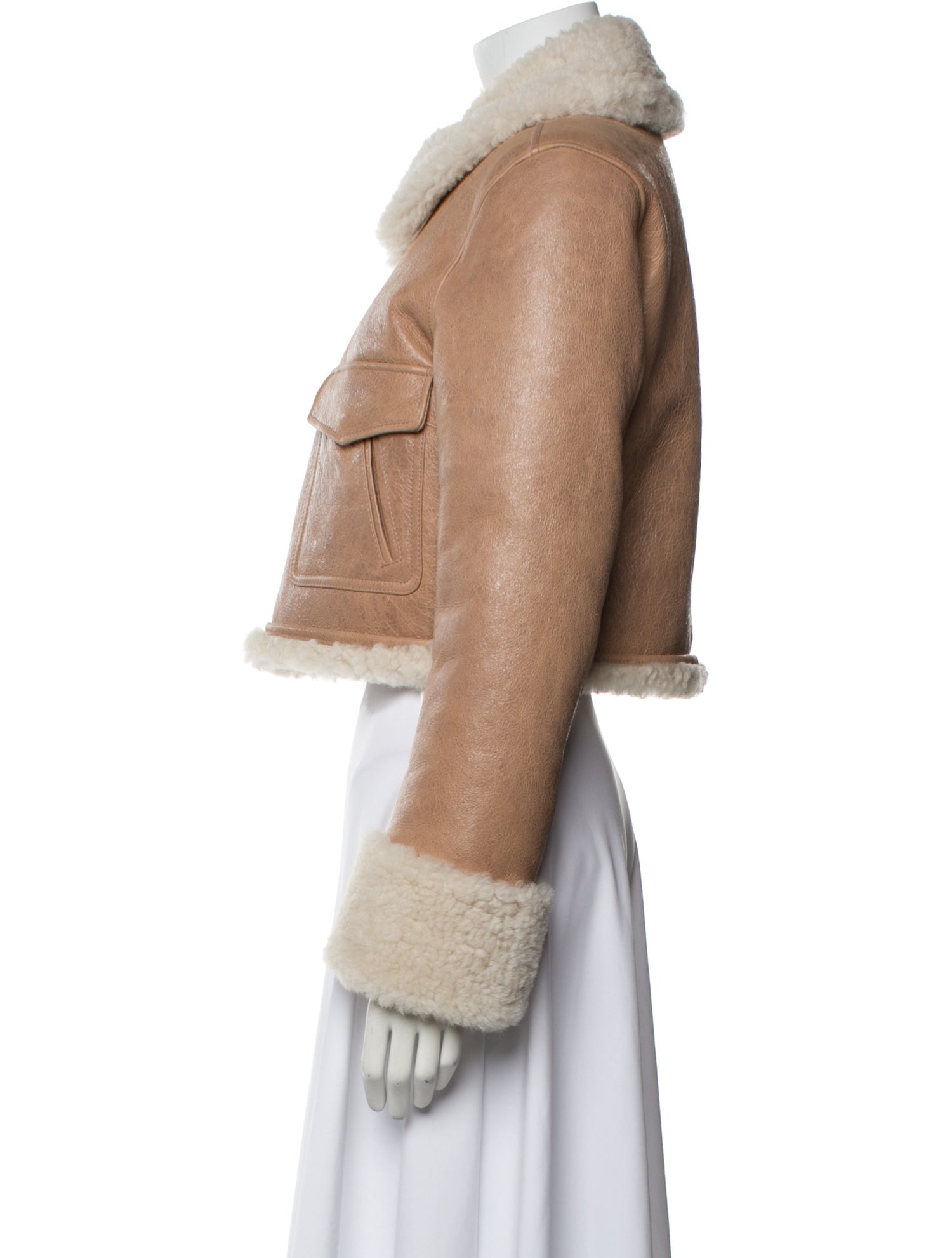 LoveShackFancy Shearling Colorblock Pattern Fur Jacket