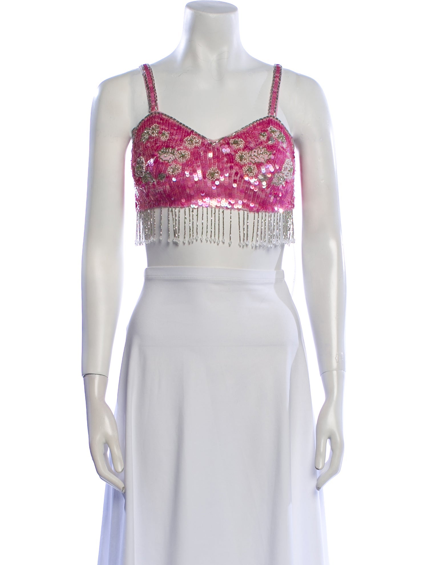 LoveShackFancy Paisley Print V-Neck Crop Top