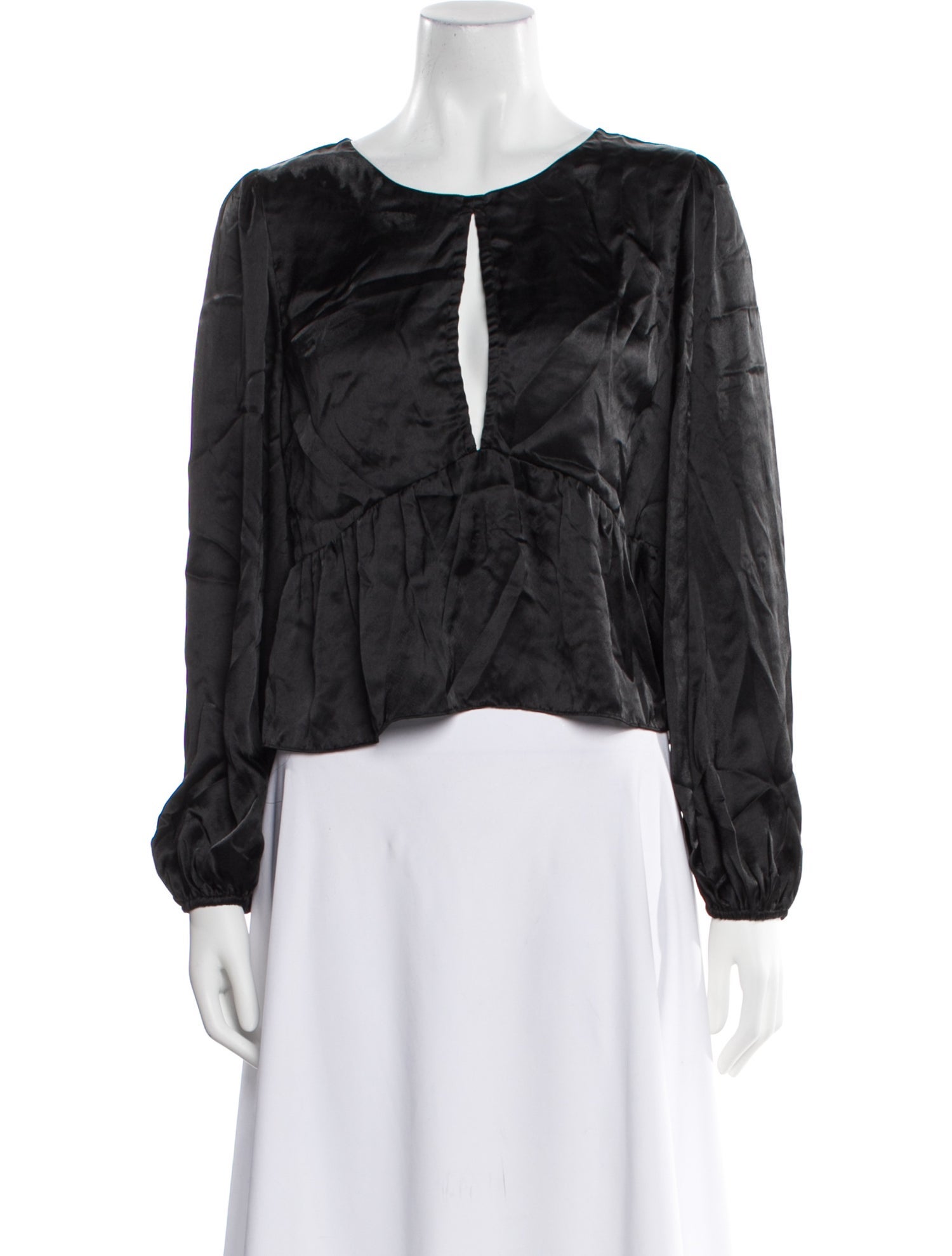 LoveShackFancy Scoop Neck Long Sleeve Blouse