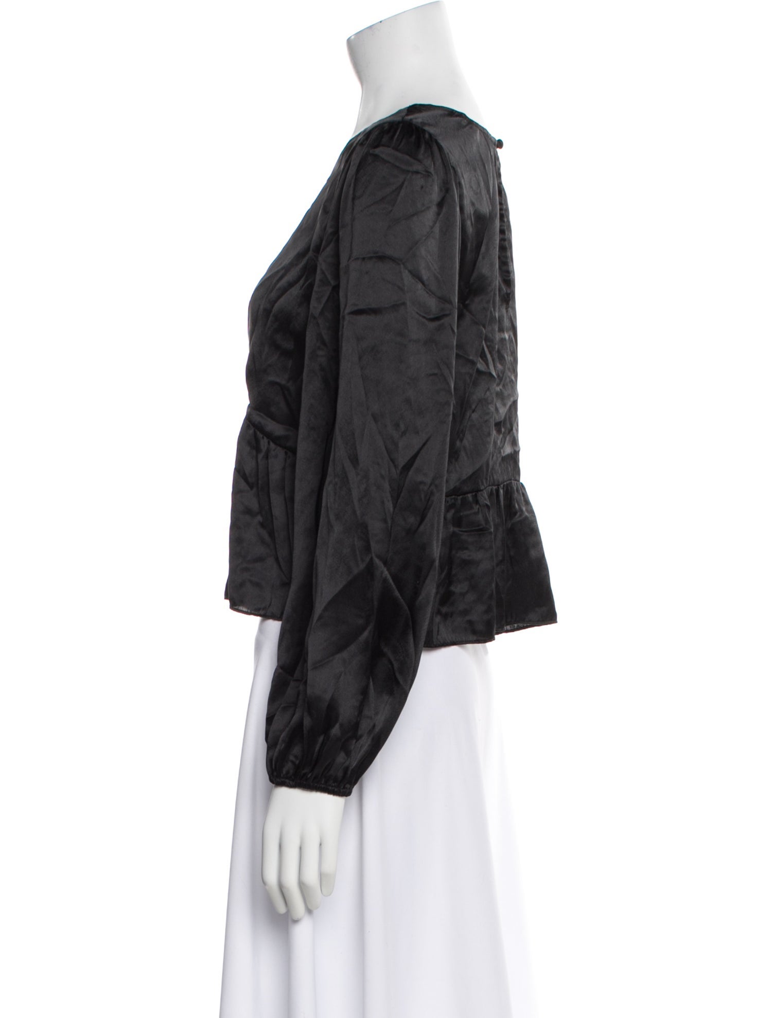 LoveShackFancy Scoop Neck Long Sleeve Blouse