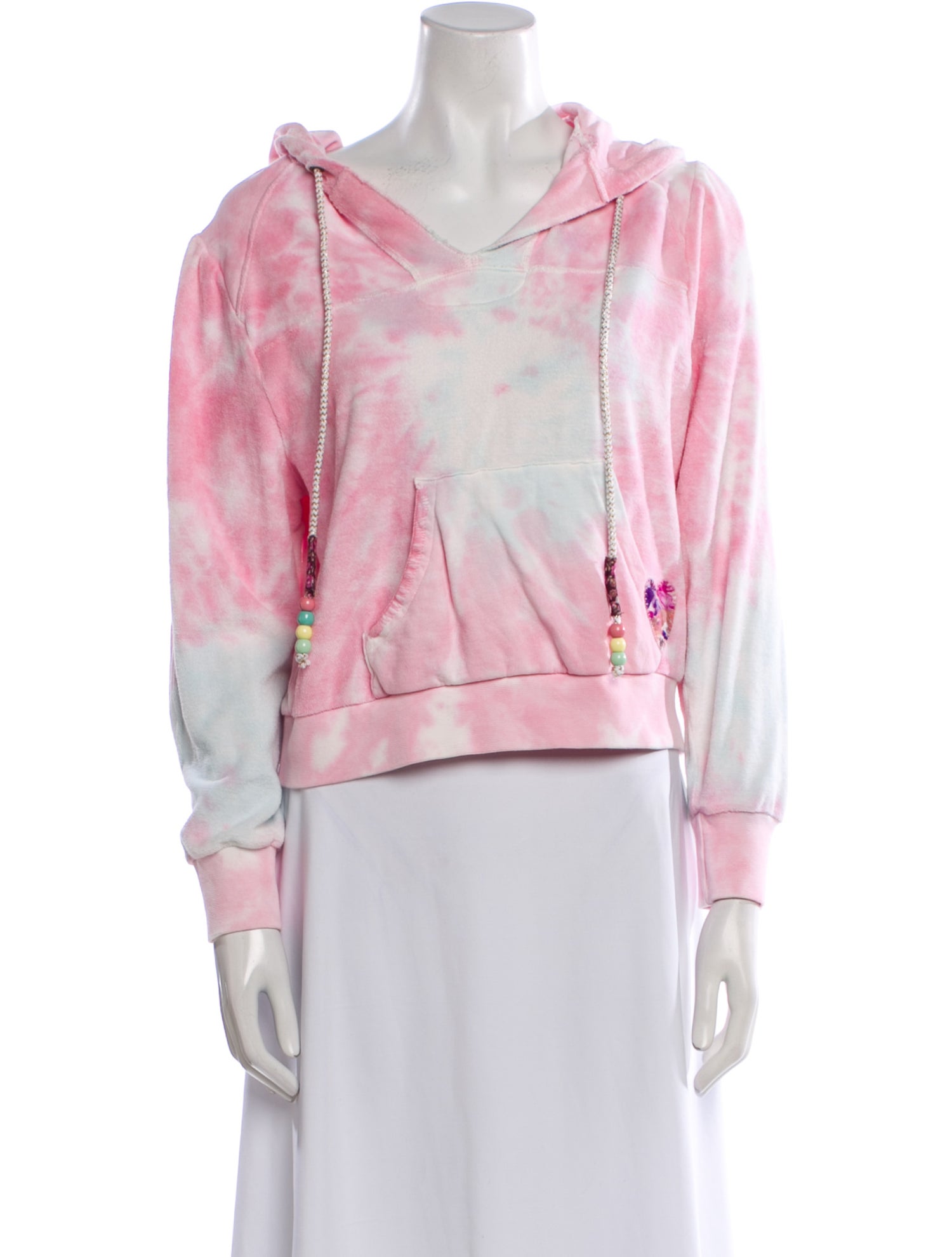 LoveShackFancy Tie-Dye Print V-Neck Sweatshirt