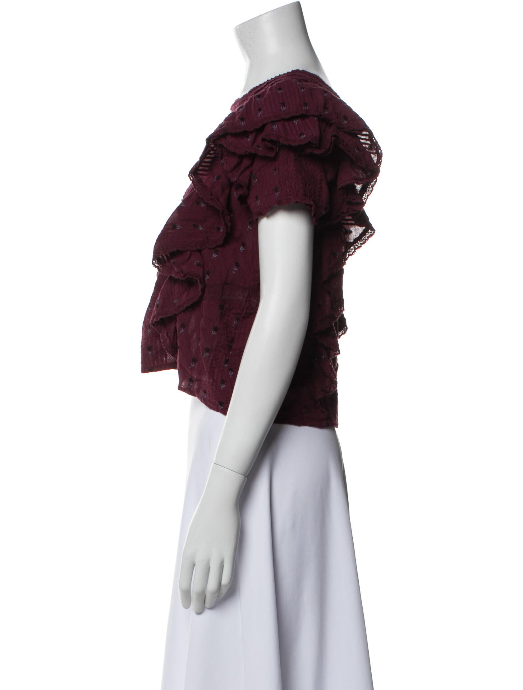 LoveShackFancy Square Neckline Short Sleeve Crop Top