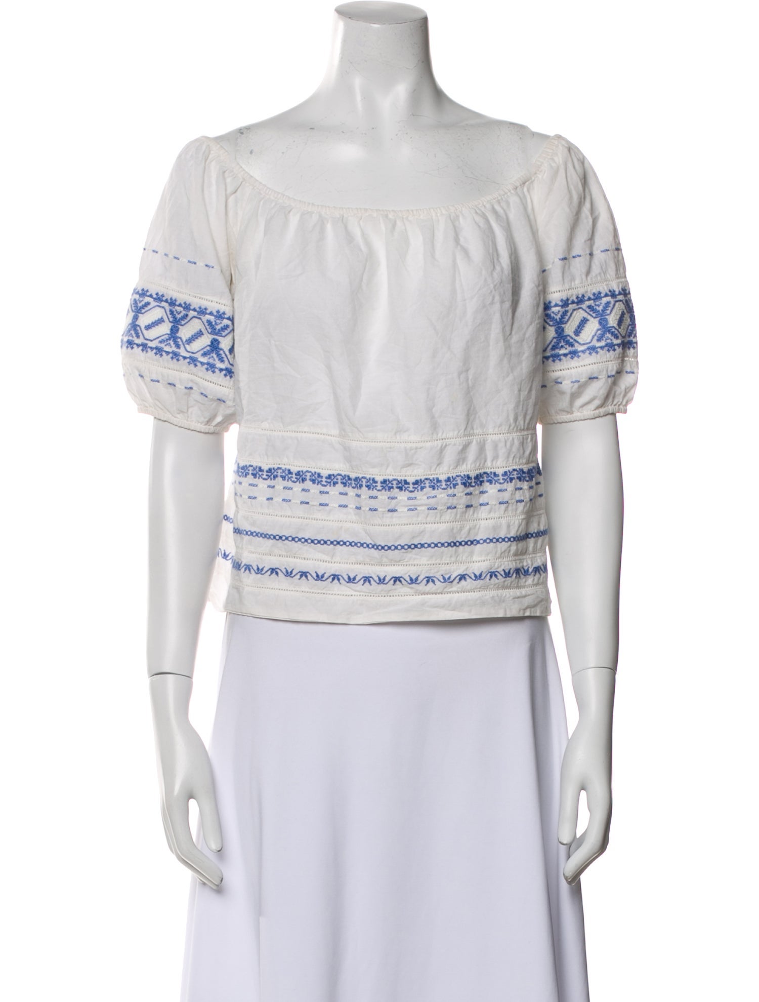 LoveShackFancy Striped Off-The-Shoulder Crop Top