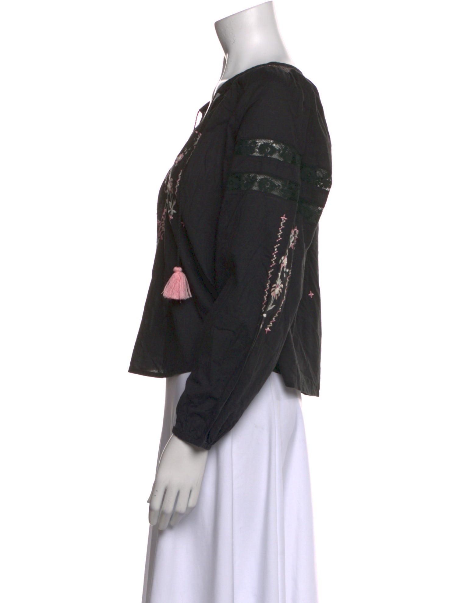 LoveShackFancy Graphic Print V-Neck Blouse