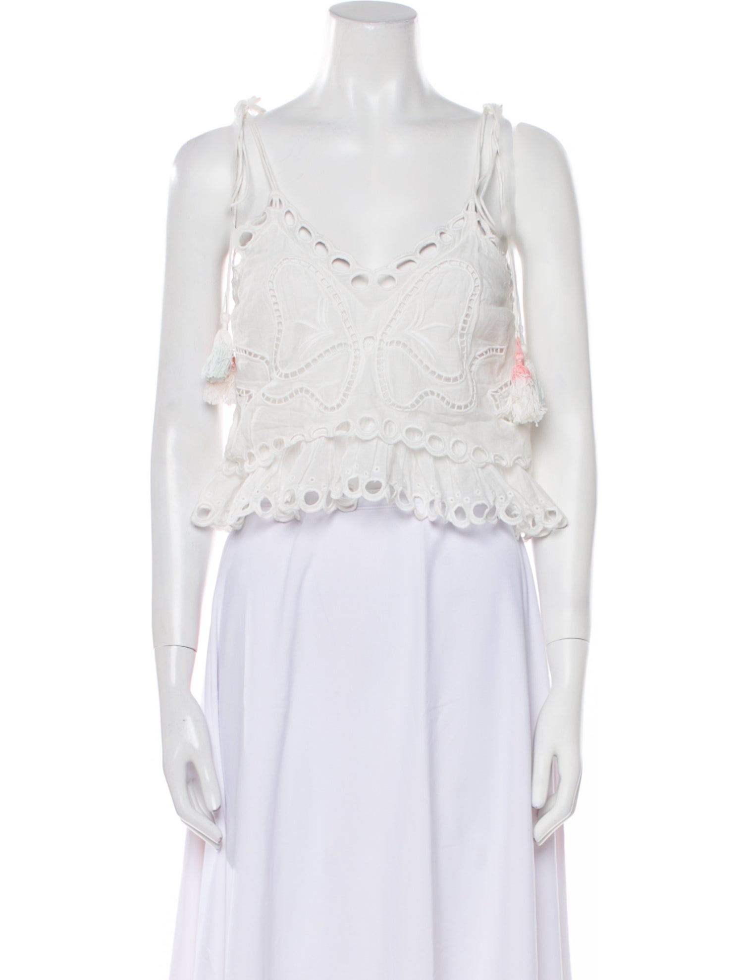 LoveShackFancy V-Neck Sleeveless Crop Top