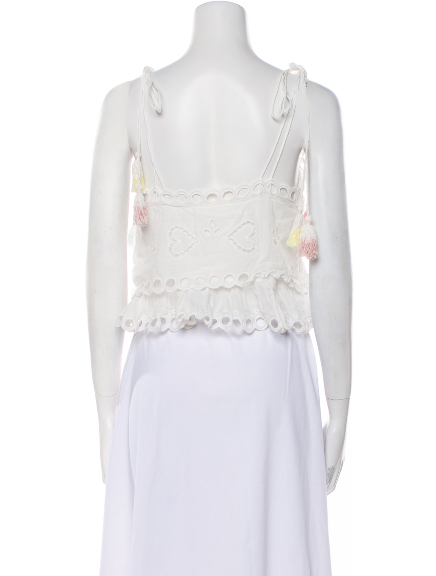 LoveShackFancy V-Neck Sleeveless Crop Top