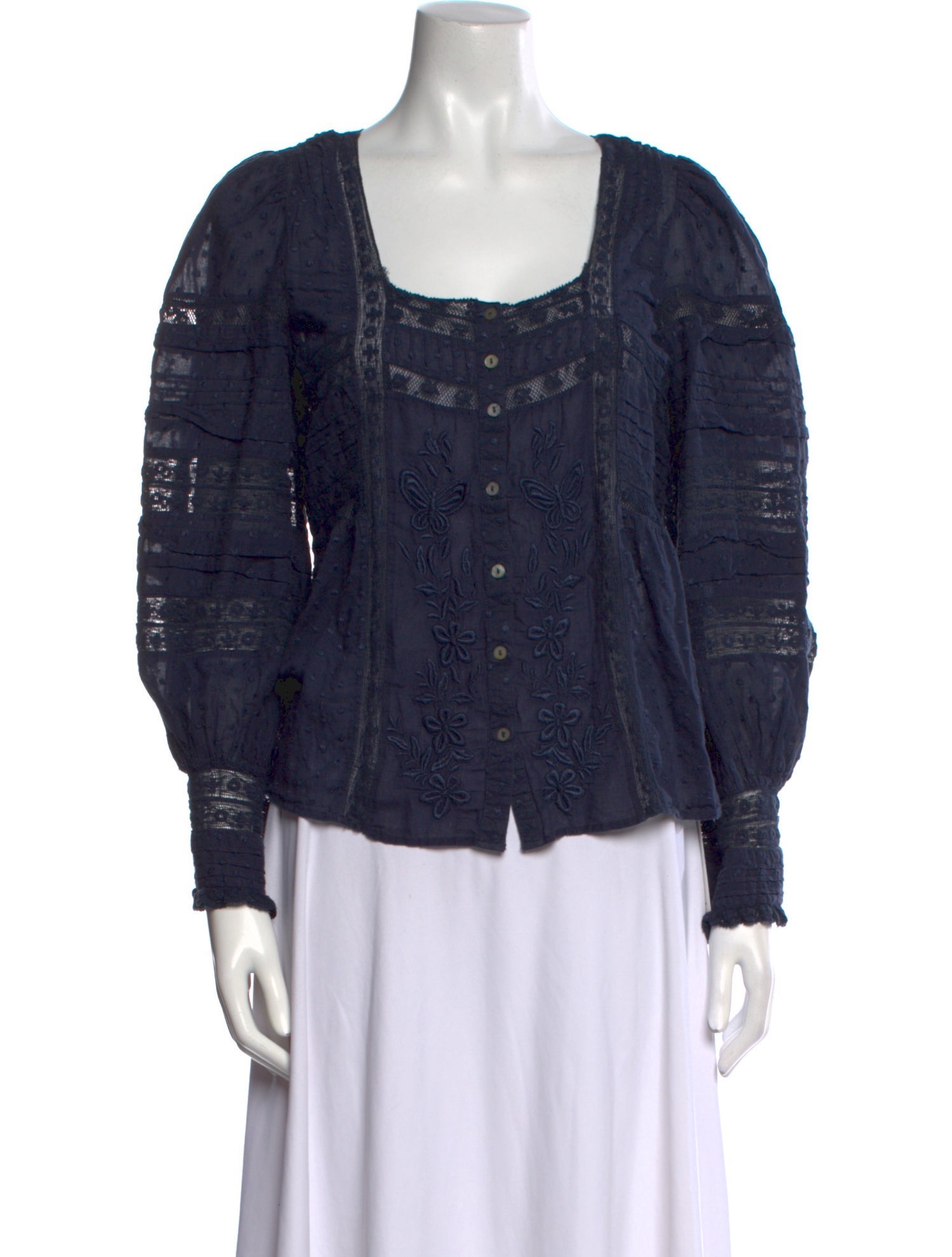 LoveShackFancy Patterned Square Neckline Blouse