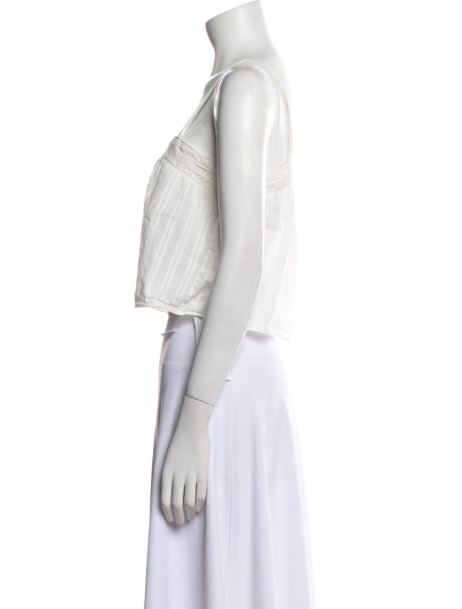 LoveShackFancy Square Neckline Sleeveless Crop Top