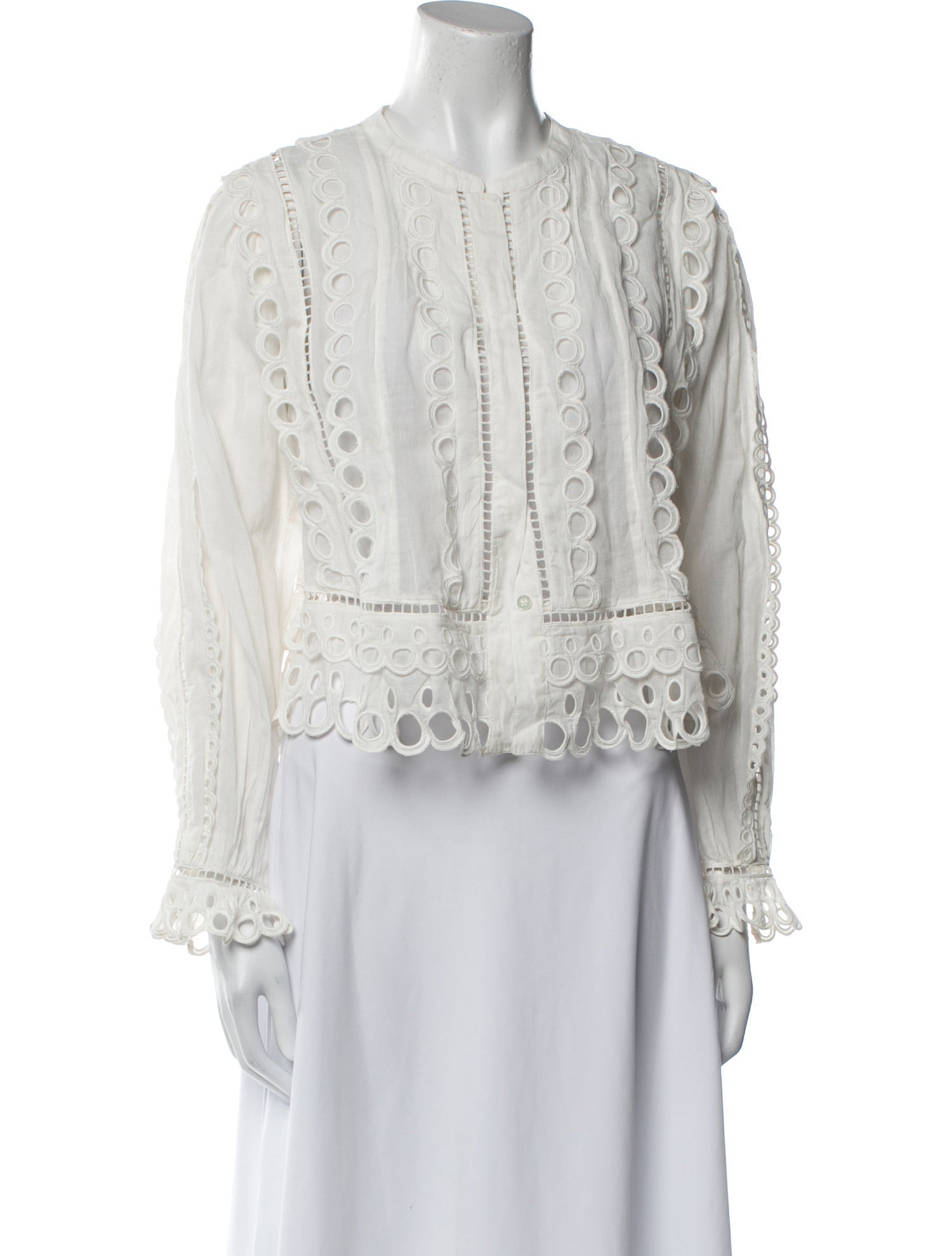 LoveShackFancy Lace Pattern Mock Neck Blouse w/ Tags