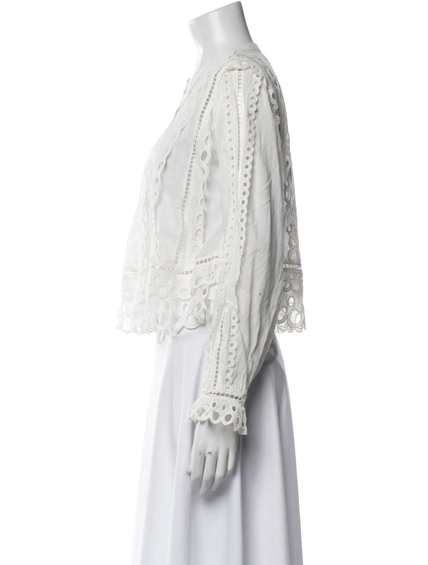 LoveShackFancy Lace Pattern Mock Neck Blouse w/ Tags