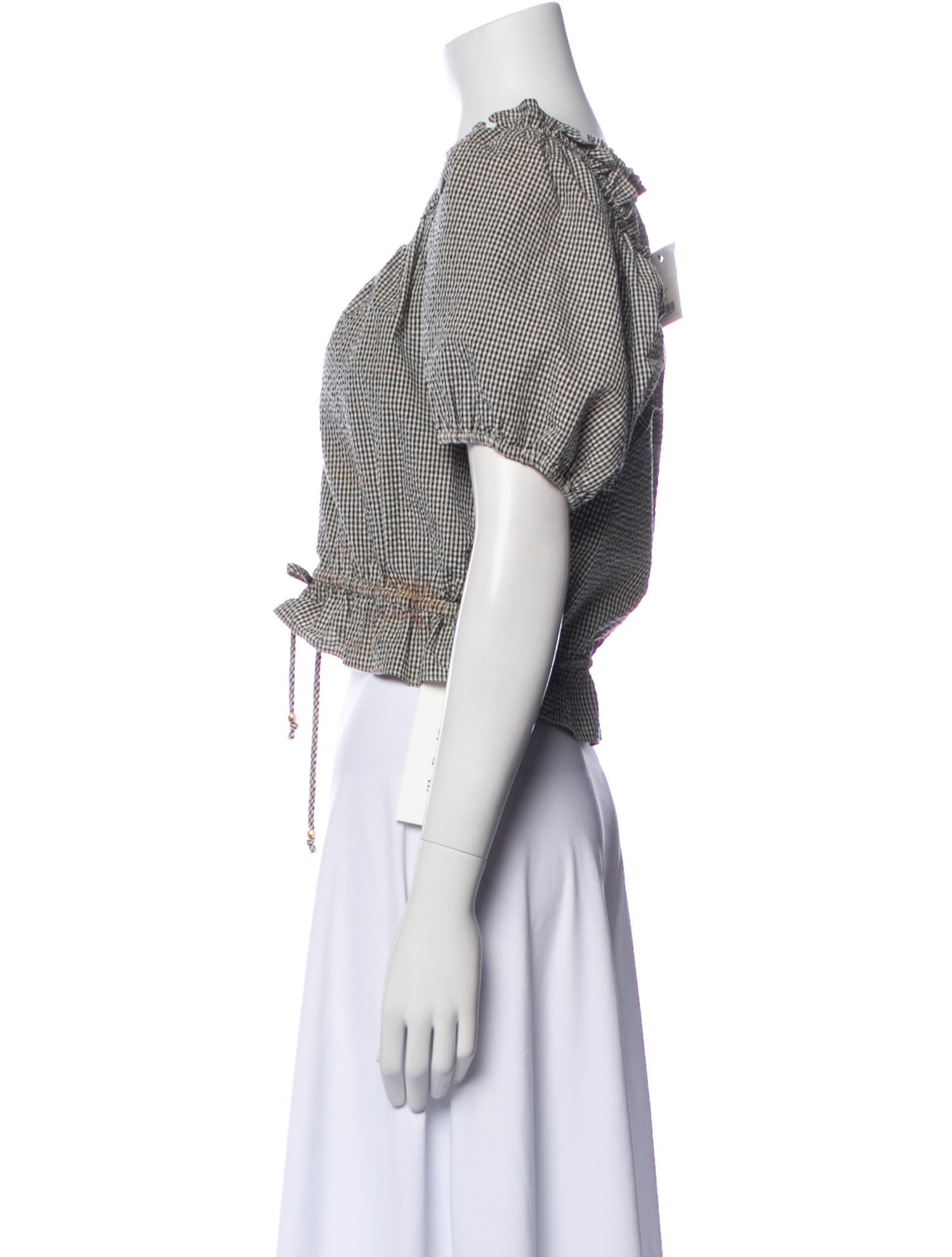 LoveShackFancy Plaid Print V-Neck Crop Top