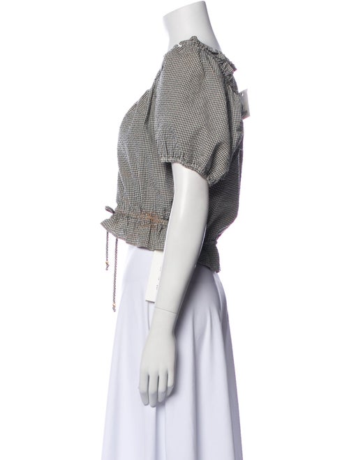 LoveShackFancy Plaid Print V-Neck Crop Top