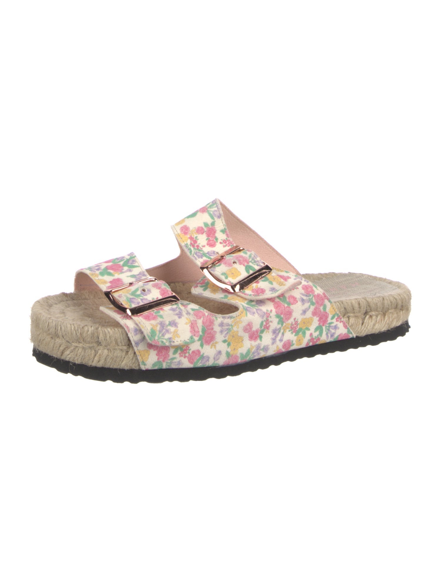 LoveShackFancy Jute Floral Print Slides