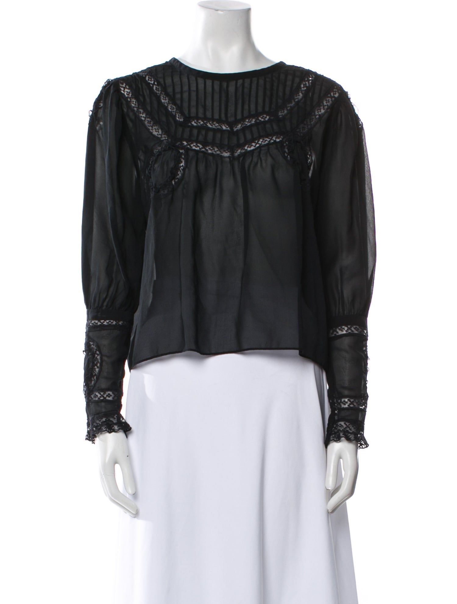 LoveShackFancy Bateau Neckline Long Sleeve Blouse