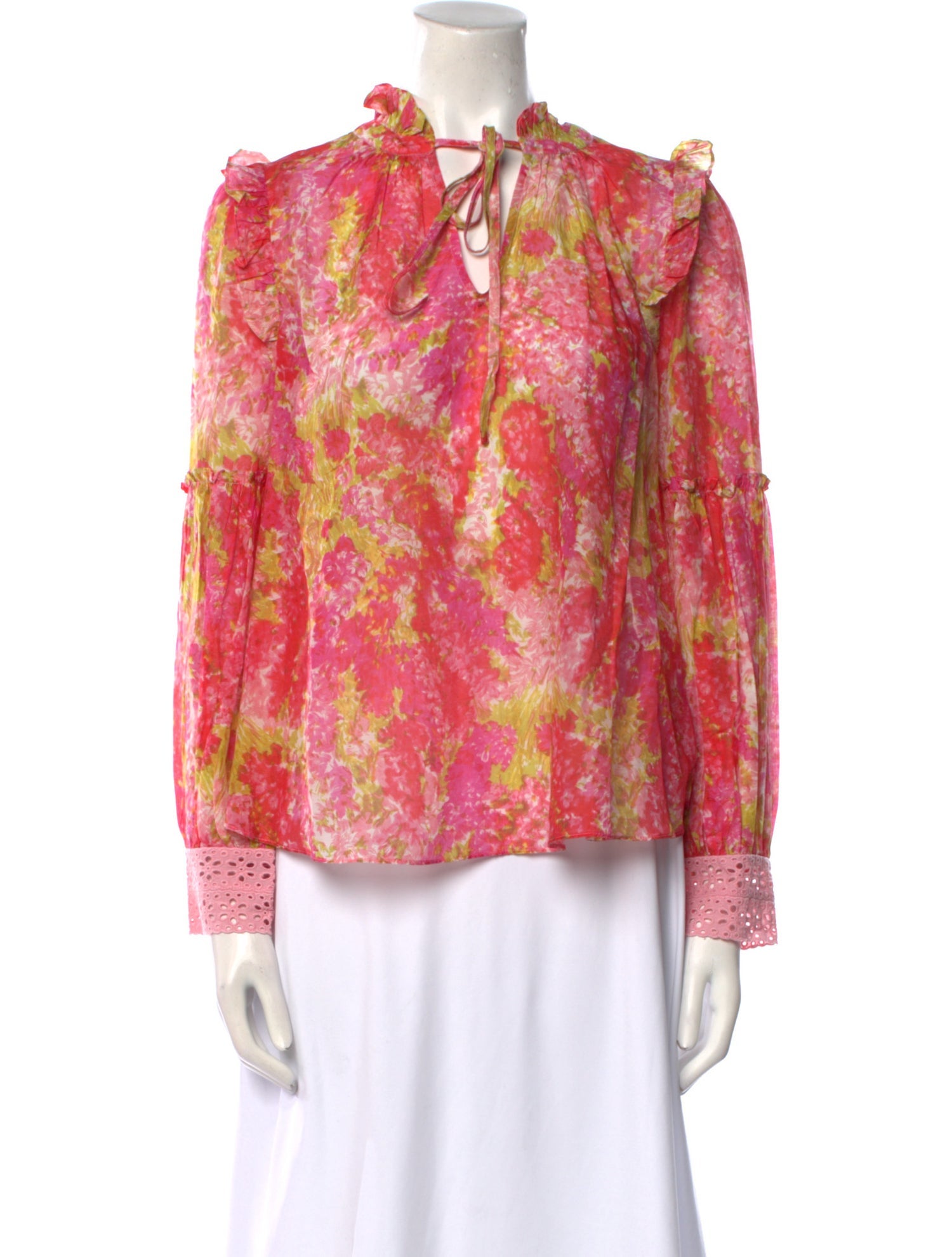 LoveShackFancy Floral Print Mock Neck Blouse w/ Tags