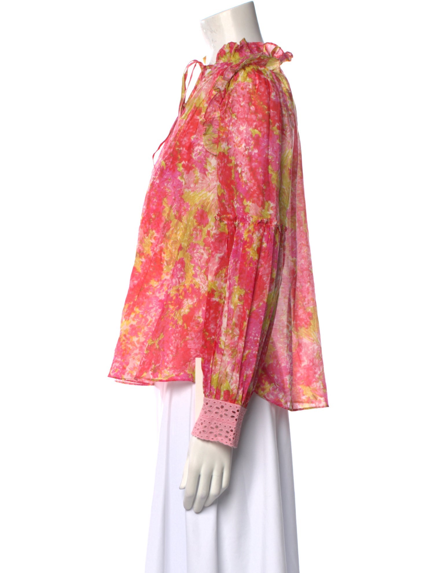 LoveShackFancy Floral Print Mock Neck Blouse w/ Tags