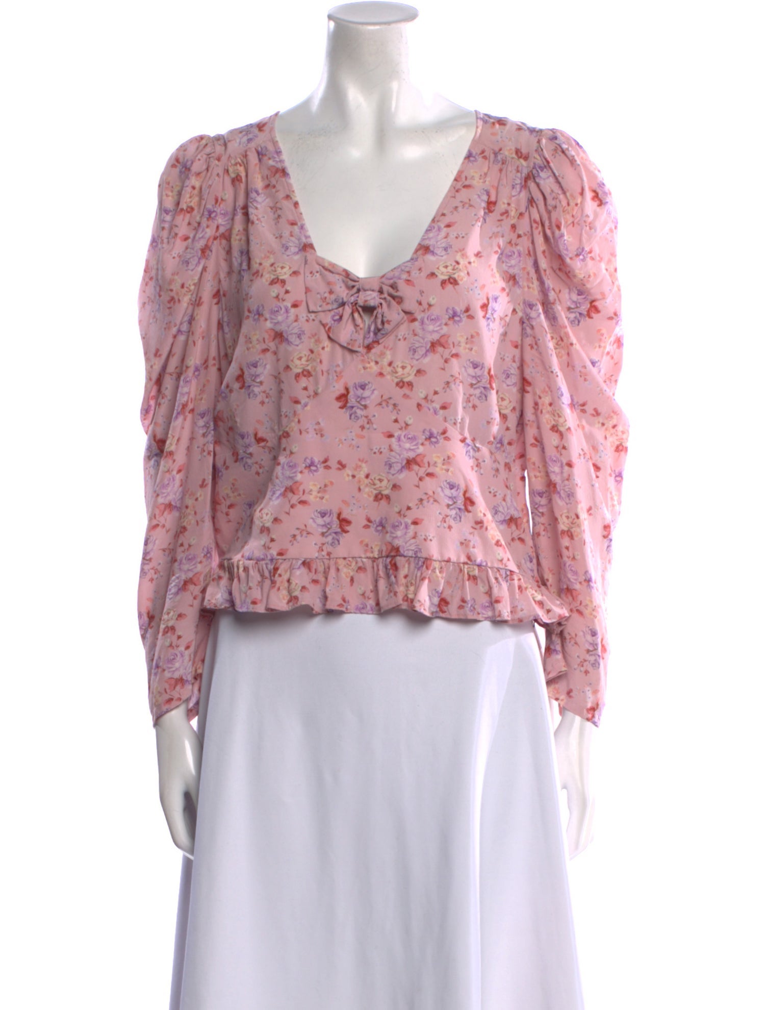 LoveShackFancy Silk Floral Print Blouse w/ Tags