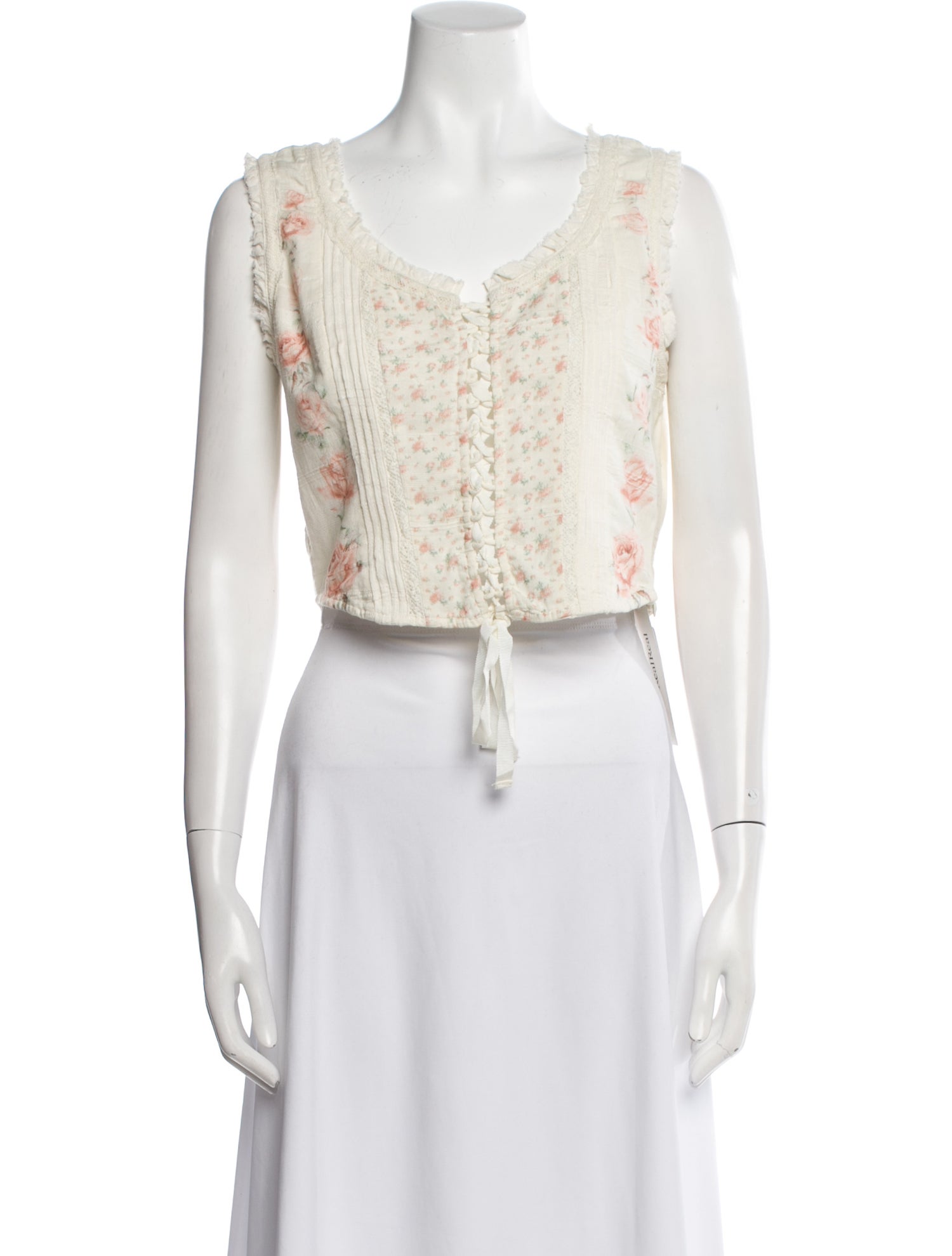 LoveShackFancy Floral Print Scoop Neck Crop Top w/ Tags