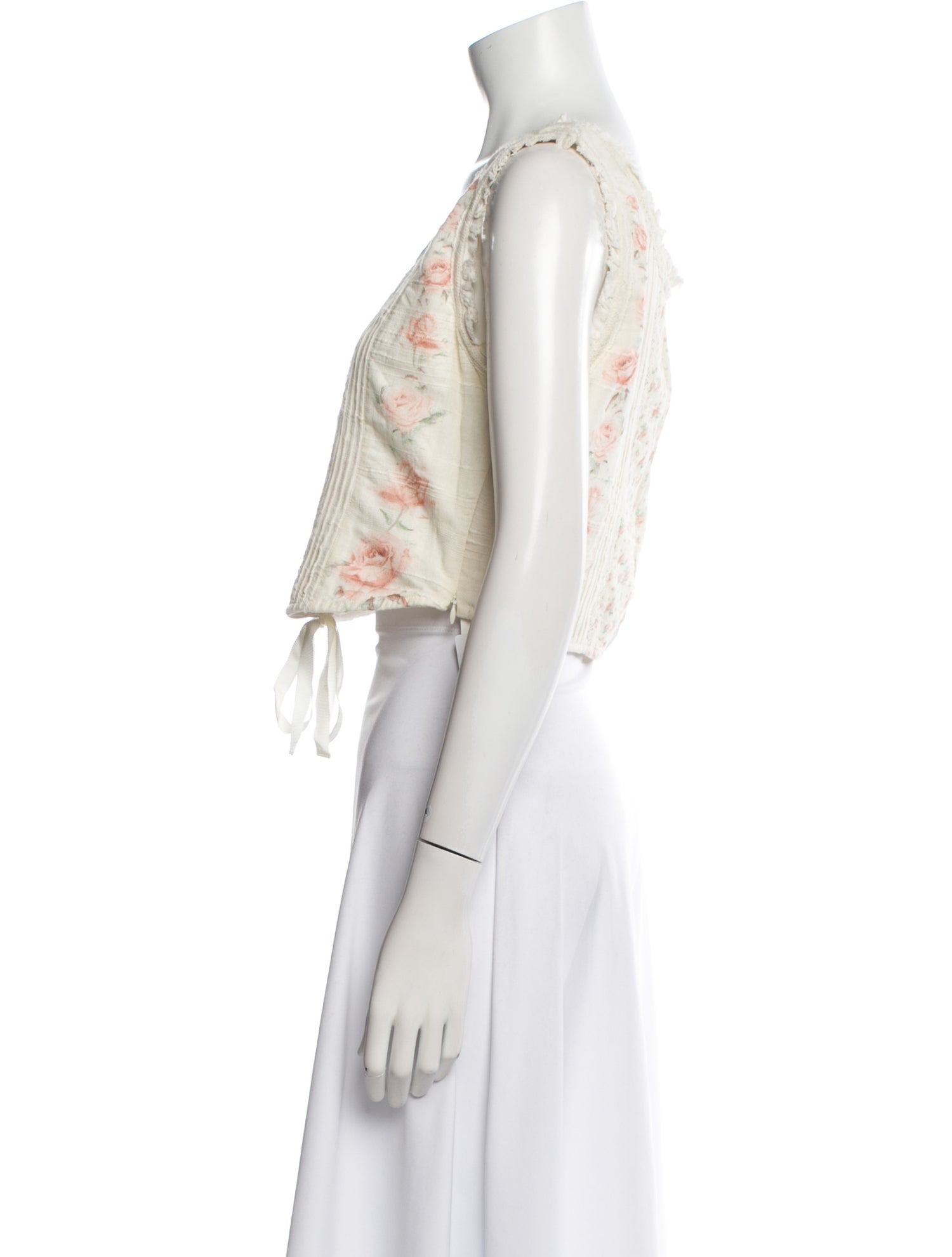 LoveShackFancy Floral Print Scoop Neck Crop Top w/ Tags