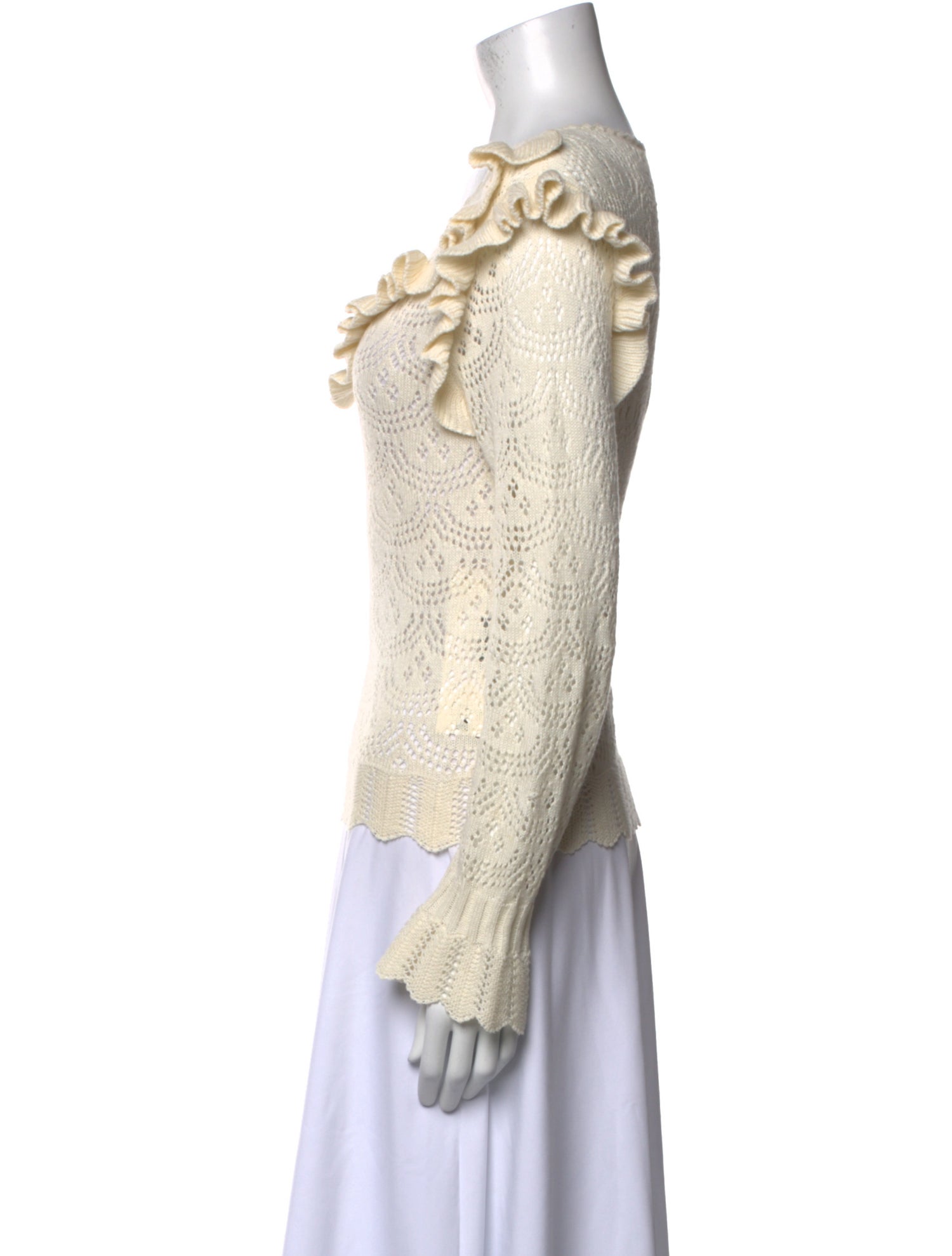 LoveShackFancy Scoop Neck Long Sleeve Top