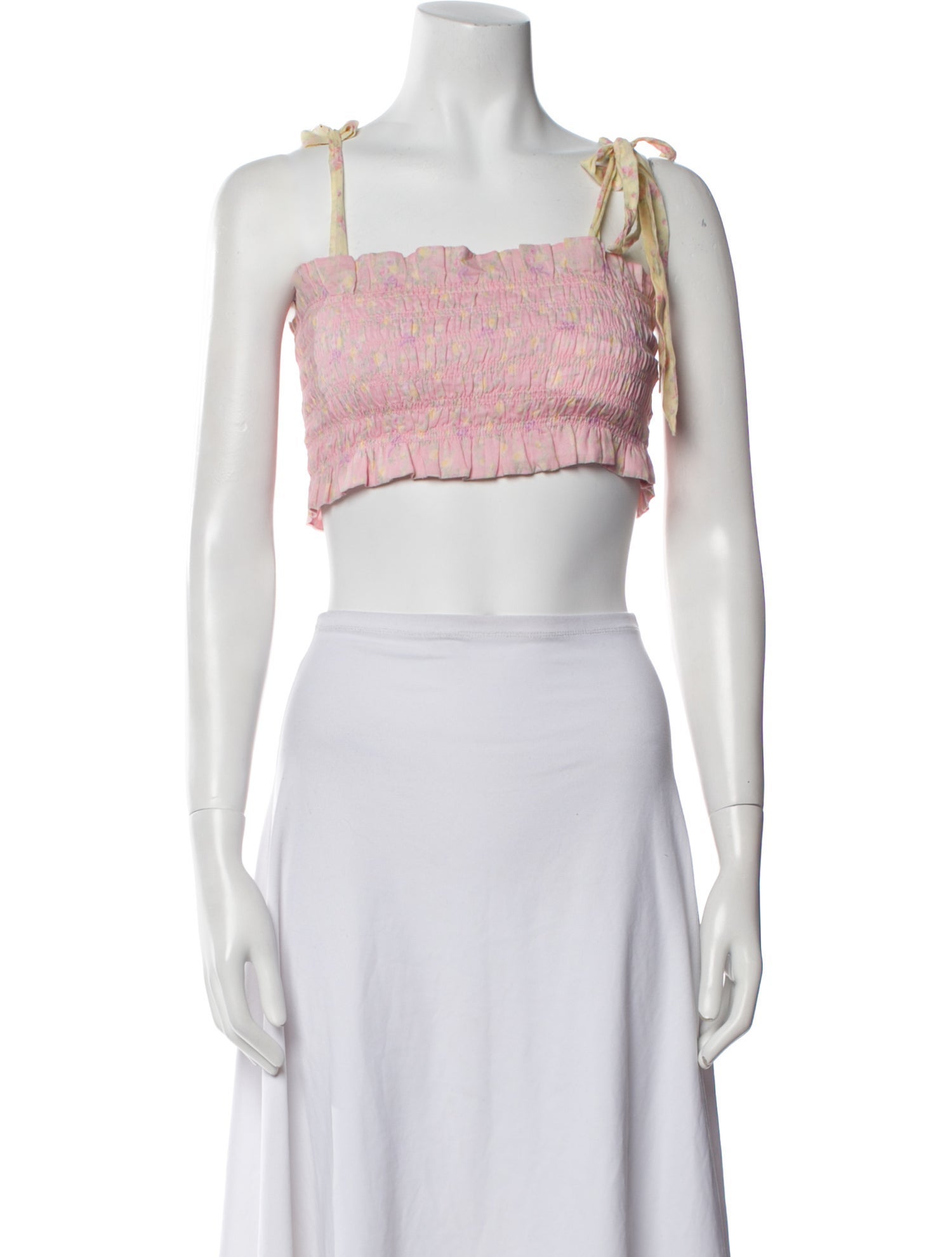 LoveShackFancy Square Neckline Sleeveless Crop Top