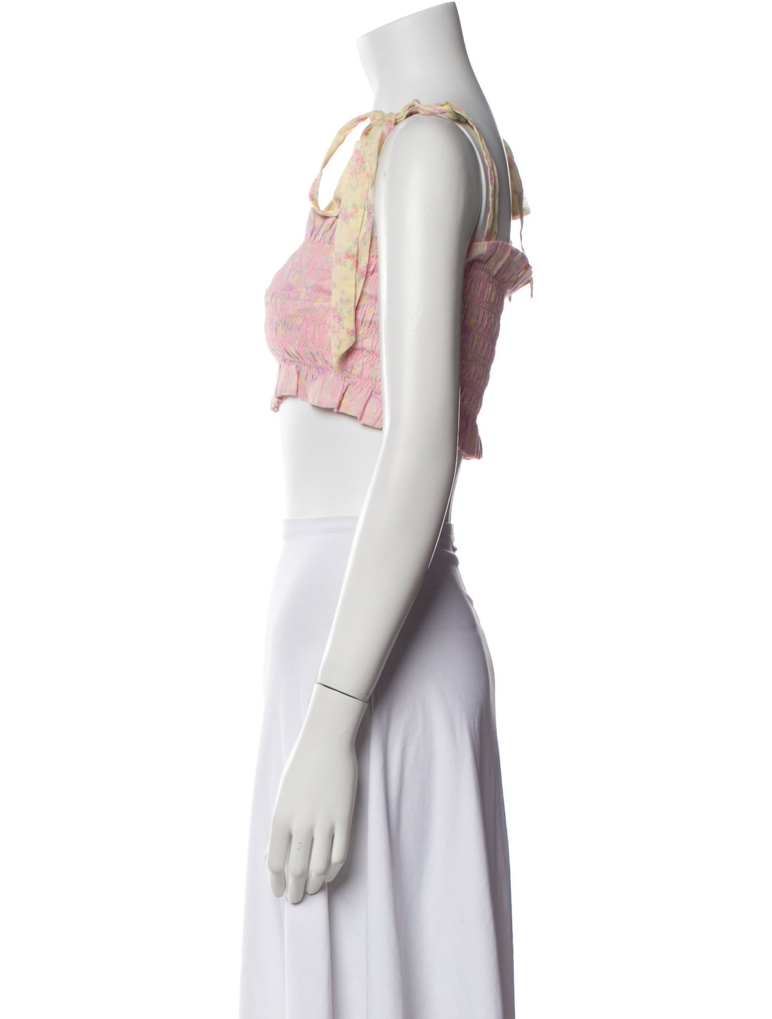 LoveShackFancy Square Neckline Sleeveless Crop Top