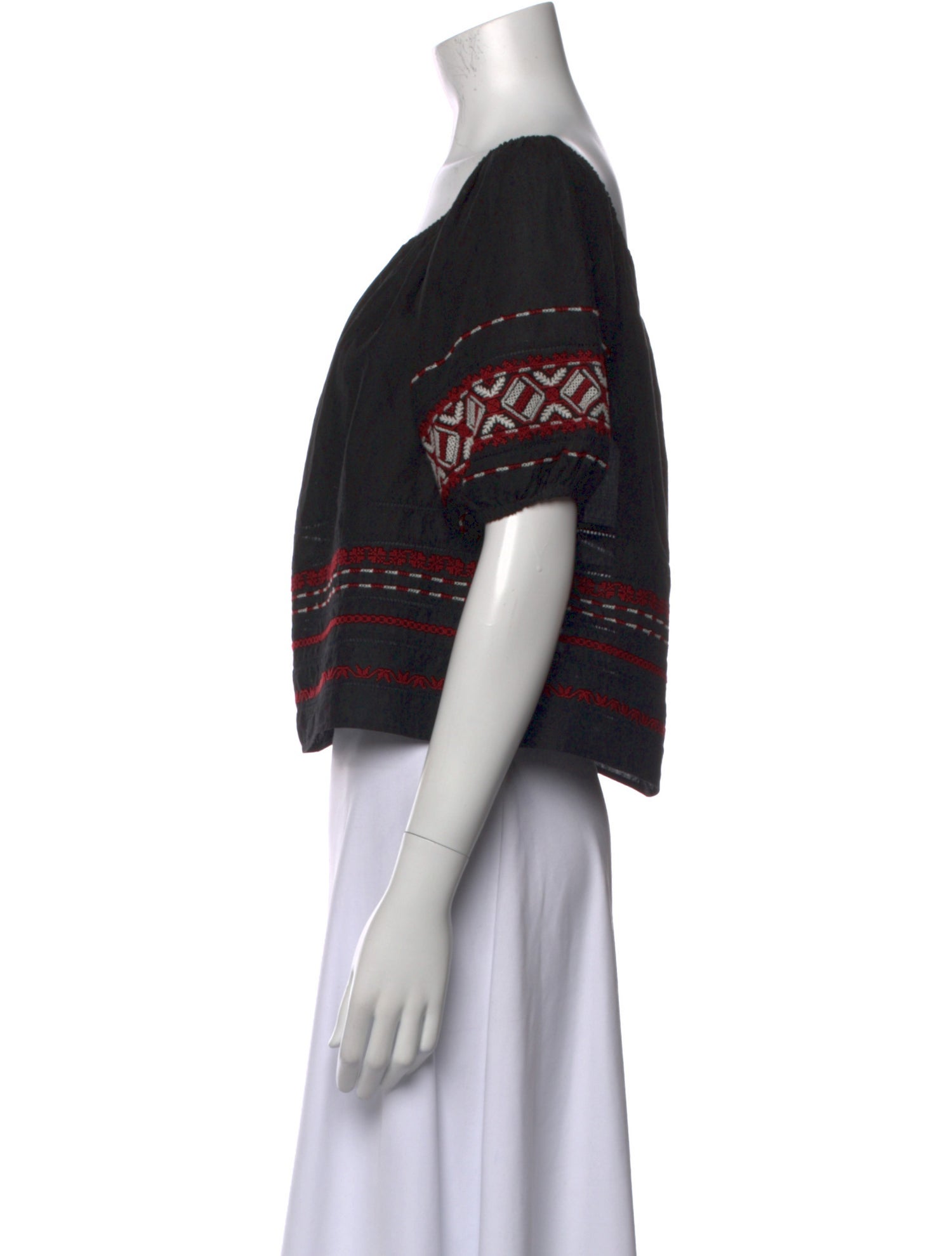 LoveShackFancy Striped Bateau Neckline Crop Top