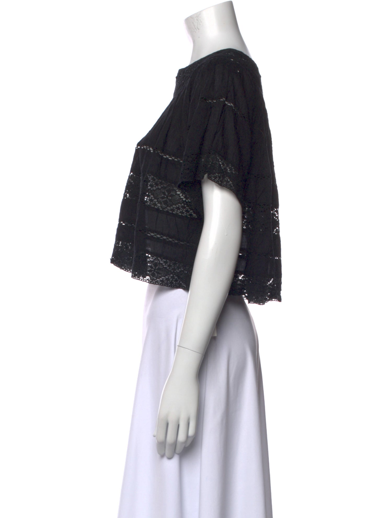 LoveShackFancy Bateau Neckline Short Sleeve Crop Top