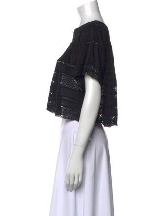 LoveShackFancy Bateau Neckline Short Sleeve Crop Top