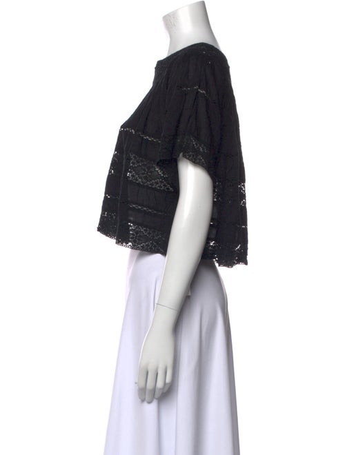 LoveShackFancy Bateau Neckline Short Sleeve Crop Top