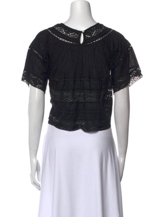 LoveShackFancy Bateau Neckline Short Sleeve Crop Top