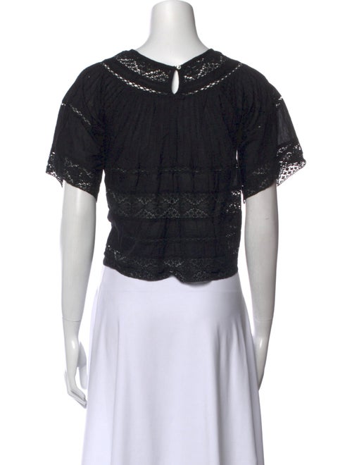 LoveShackFancy Bateau Neckline Short Sleeve Crop Top