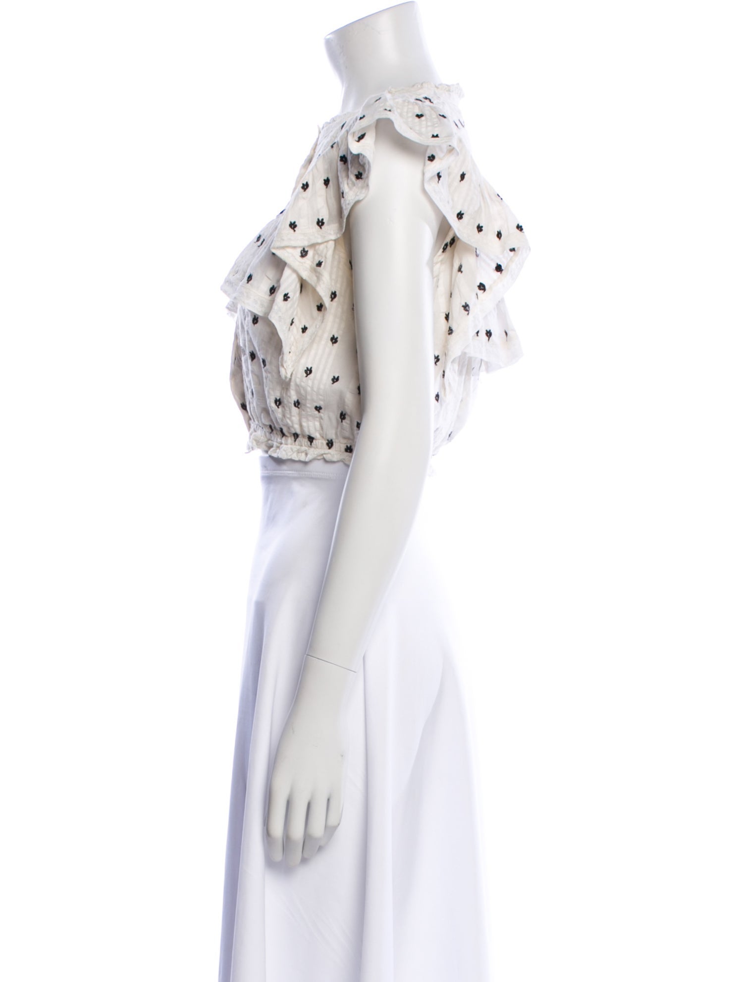 LoveShackFancy Printed Crew Neck Crop Top