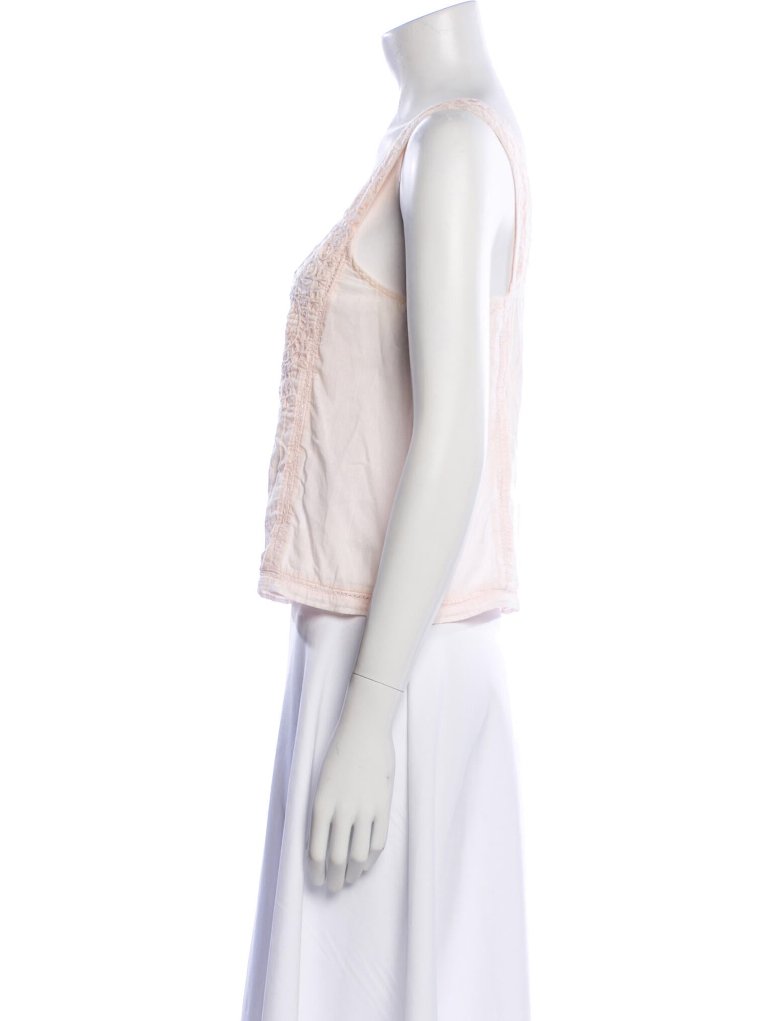 LoveShackFancy Square Neckline Sleeveless Crop Top