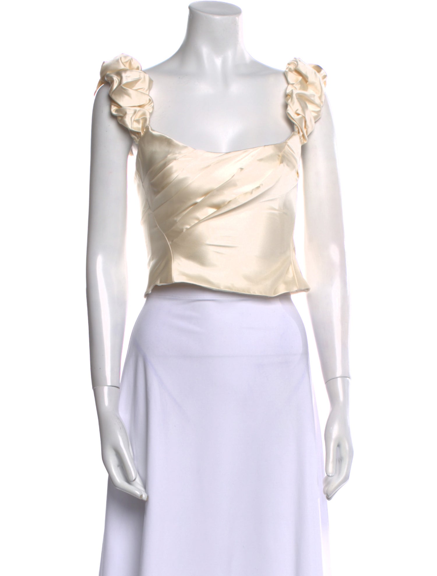 LoveShackFancy Square Neckline Sleeveless Crop Top