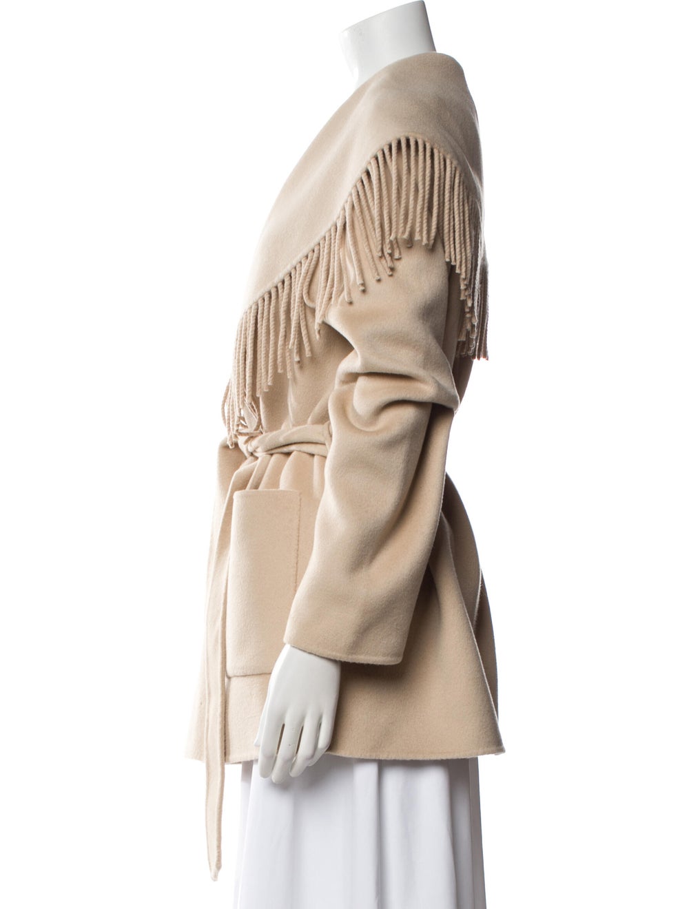 LoveShackFancy Wool Jacket Neutrals Draped Collar - image 2