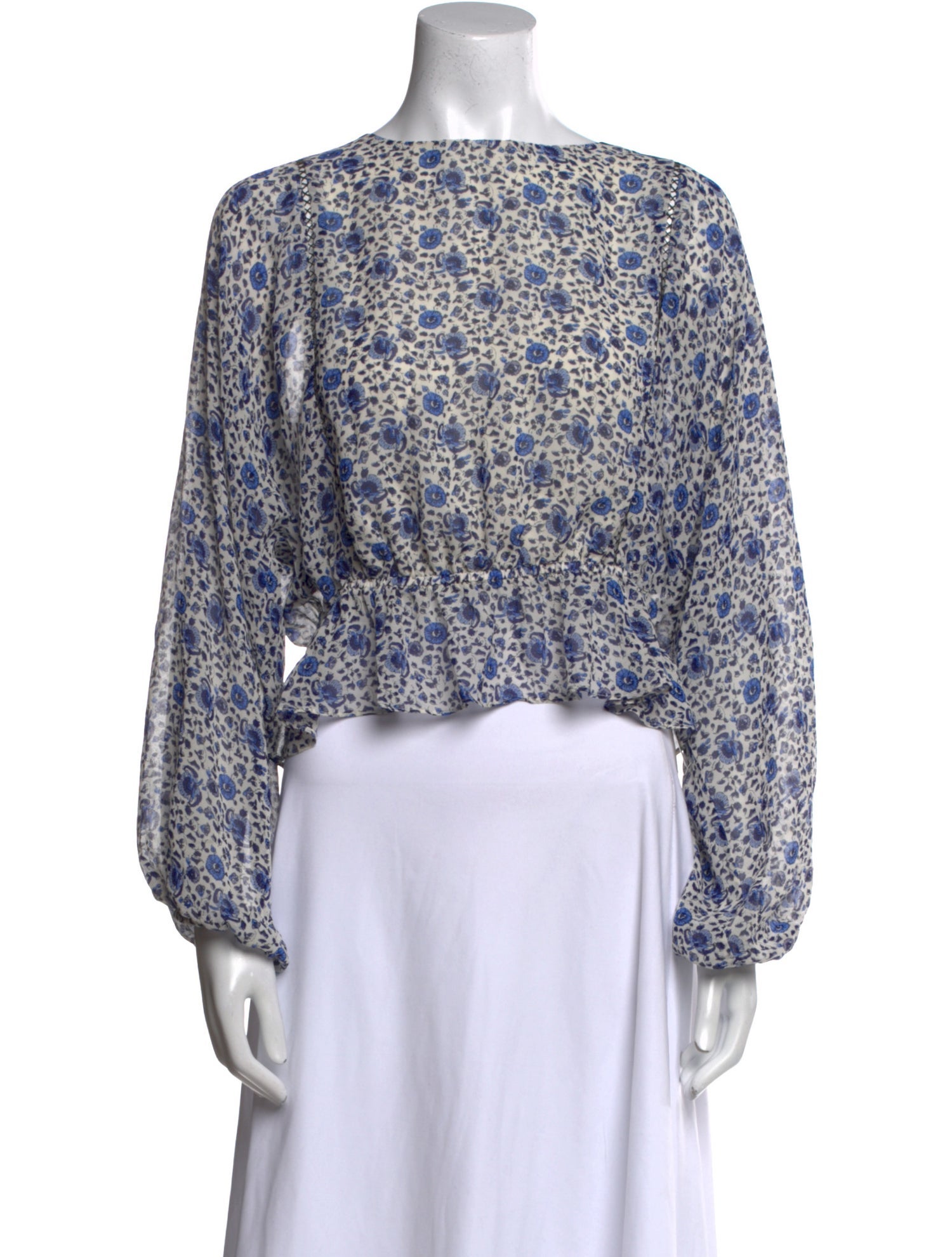 LoveShackFancy Silk Floral Print Crop Top