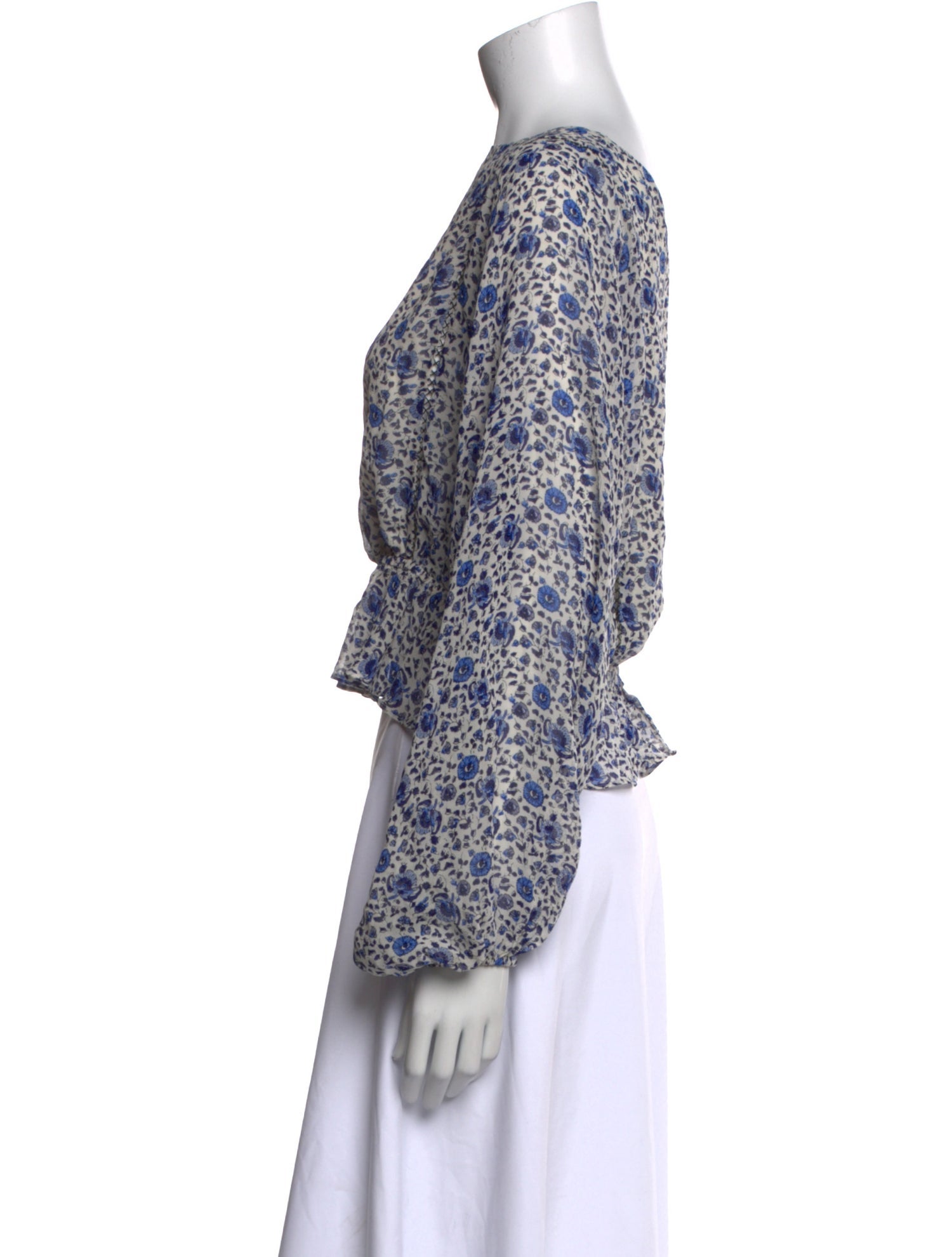 LoveShackFancy Silk Floral Print Crop Top