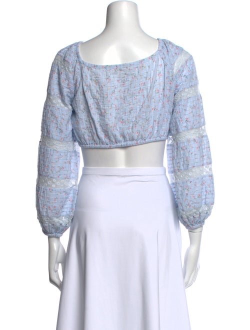 LoveShackFancy Floral Print Square Neckline Crop Top