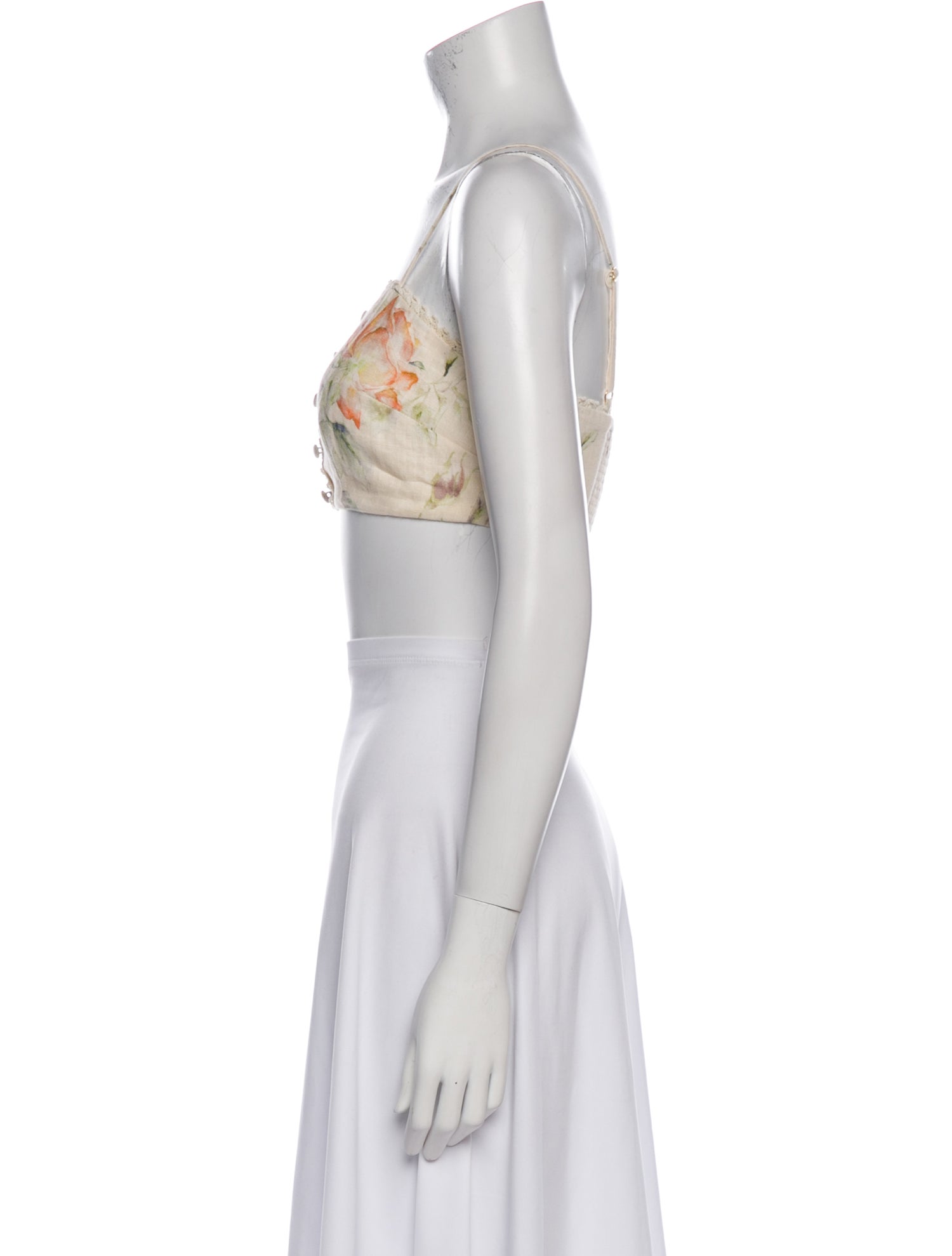 LoveShackFancy Linen Floral Print Crop Top