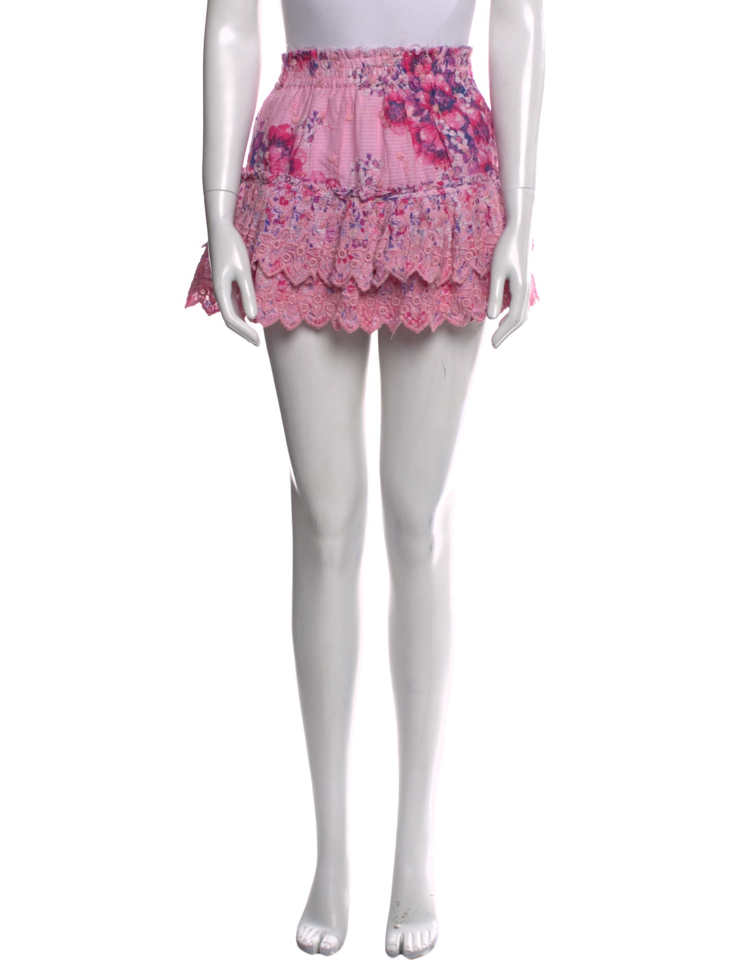 LoveShackFancy Floral Print Mini Skirt