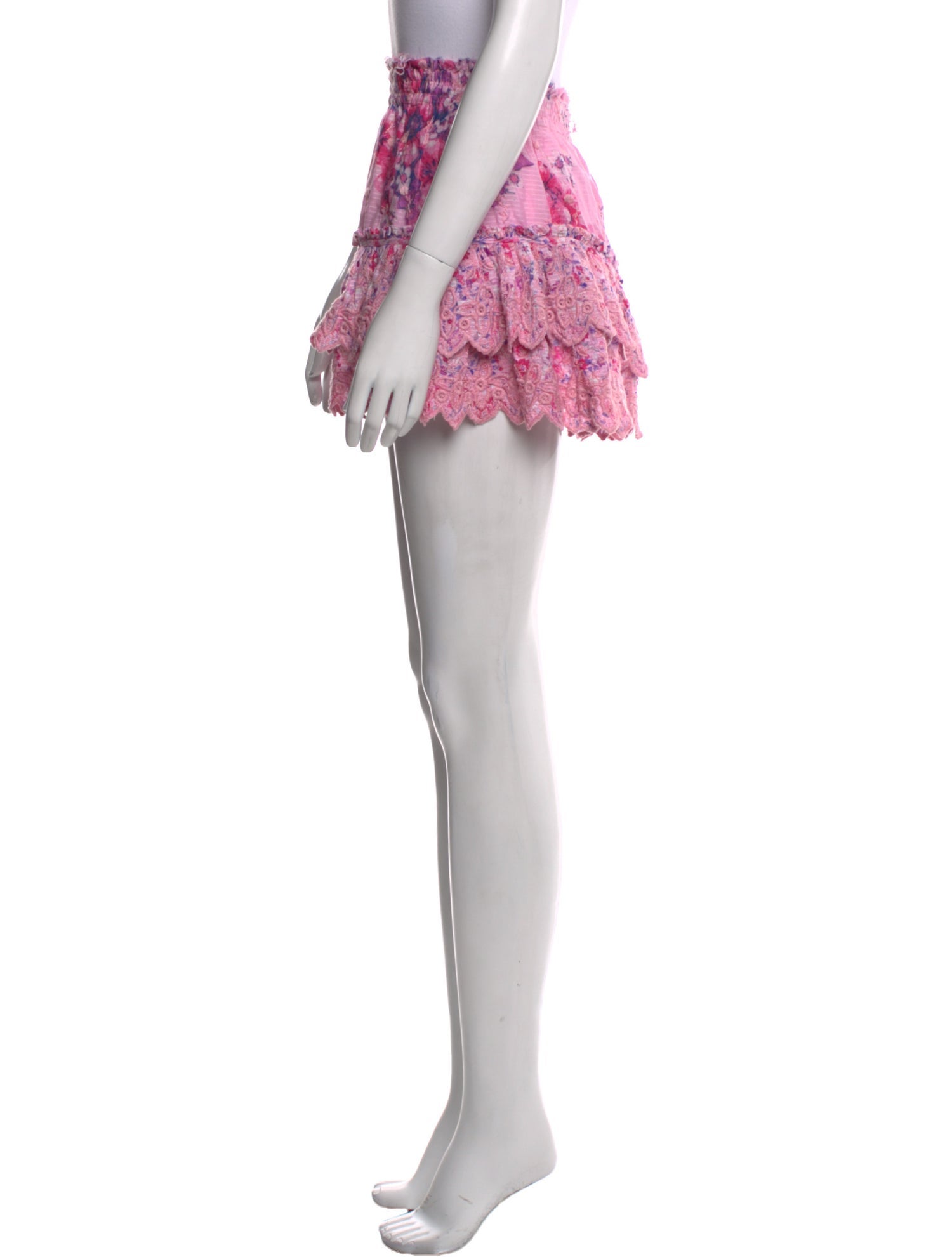 LoveShackFancy Floral Print Mini Skirt