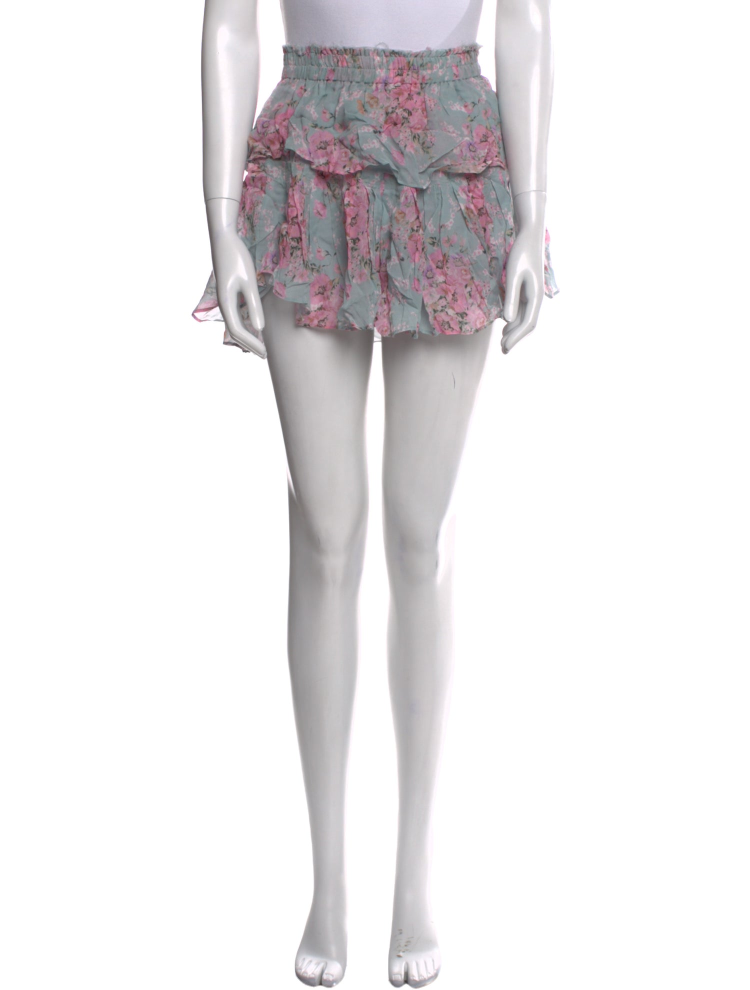LoveShackFancy Floral Print Mini Skirt